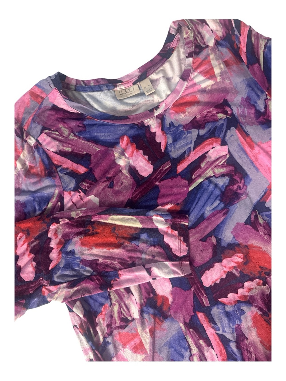LOGO by Lori Goldstein Abstract Brush Strokes Top Tunic XL Wearable Art - Picture 2 of 8
